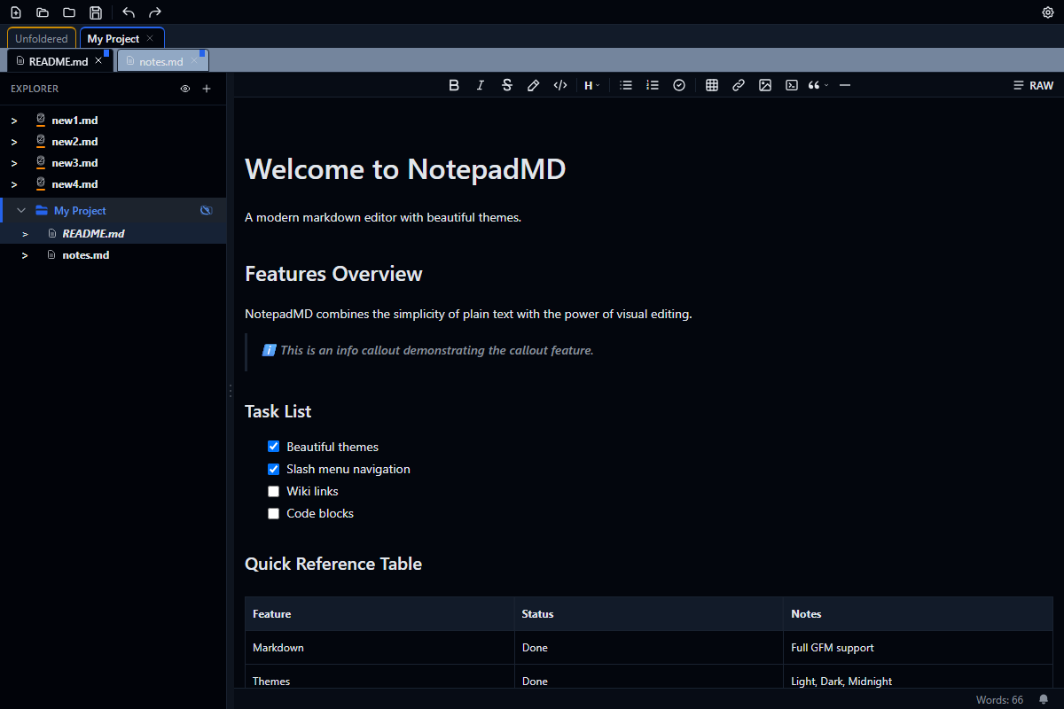 NotepadMD Midnight Theme
